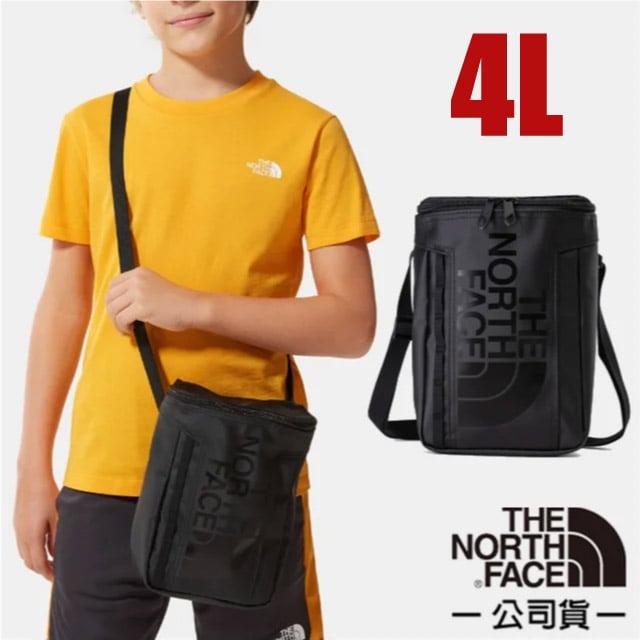 【The North Face】兒童款 大Logo多功能印花直筒休閒單肩包4L.隨身包_52T9-JK3 黑 N✿30E010